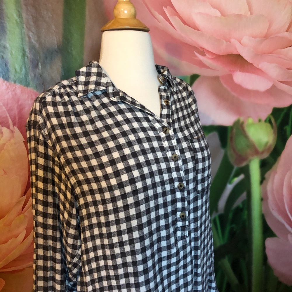 Anthropologie black & white checkered button down